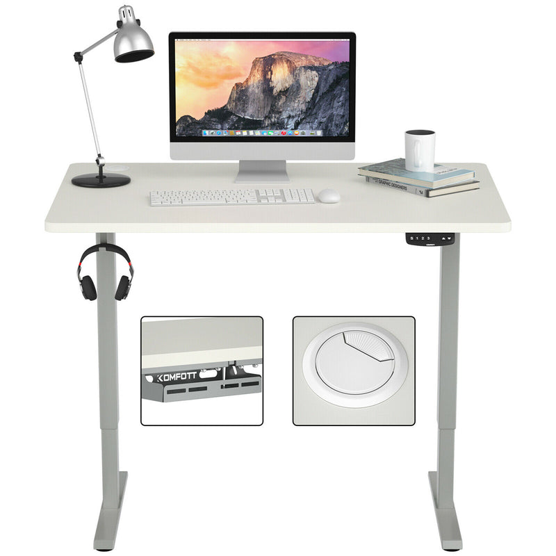 Electric Standing Desk Sit Stand Height Adjustable Dual Motor Grey HW67380US-GR+HW68157WH-M