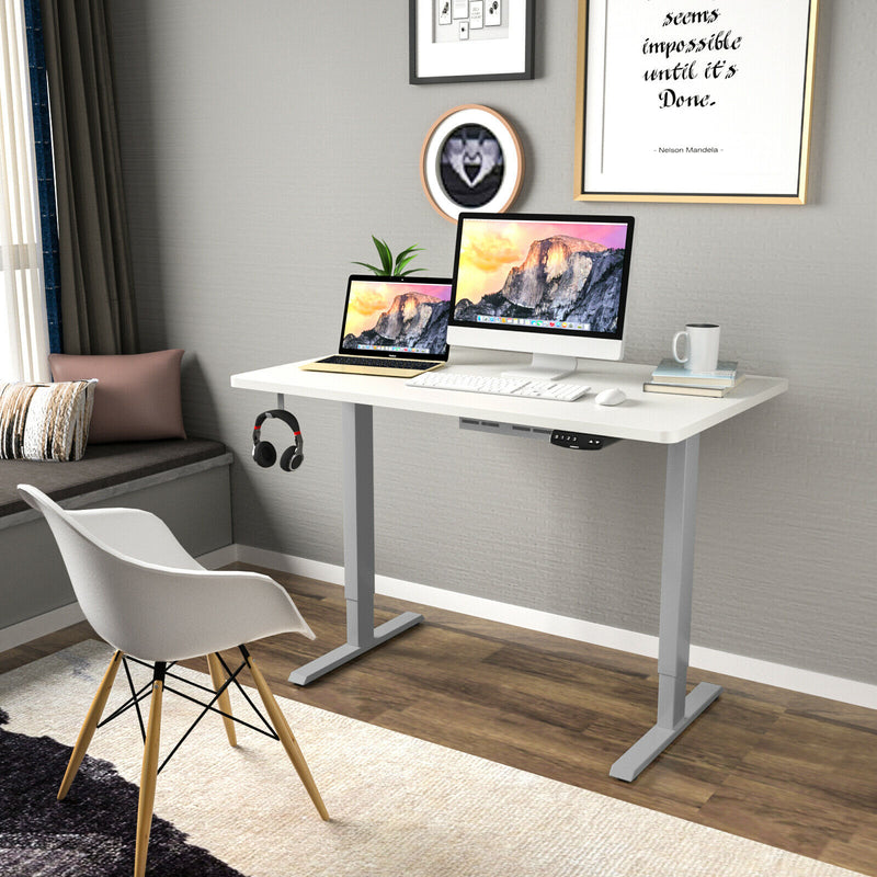 Electric Standing Desk Sit Stand Height Adjustable Dual Motor Grey HW67380US-GR+HW68157WH-M