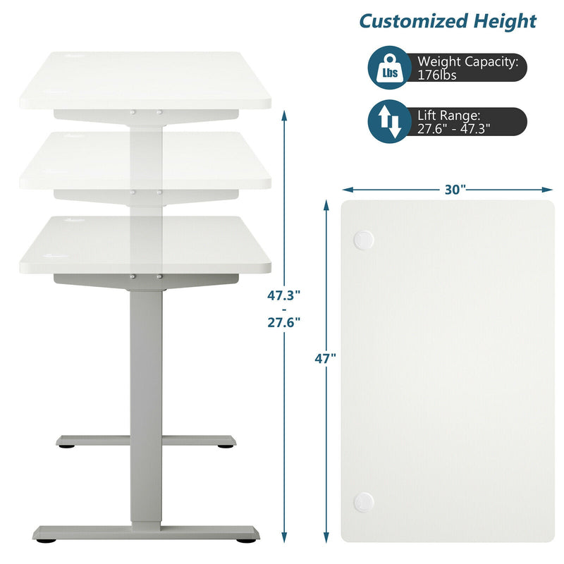 Electric Standing Desk Sit Stand Height Adjustable Dual Motor Grey HW67380US-GR+HW68157WH-M