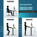 Electric Standing Desk Sit Stand Height Adjustable Dual Motor Grey HW67380US-GR+HW68157WH-M