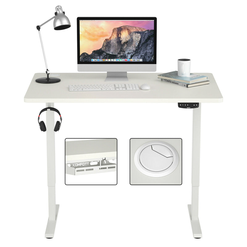 Electric Standing Desk Sit Stand Height Adjustable Dual Motor White HW67380US-WH+HW68157WH-M