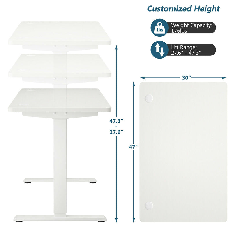 Electric Standing Desk Sit Stand Height Adjustable Dual Motor White HW67380US-WH+HW68157WH-M