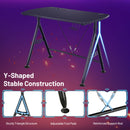 Y-shaped Gaming Desk Home Office Computer Table w/ Phone Slot &amp; Cup Holder HW66759