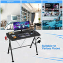 Y-shaped Gaming Desk Home Office Computer Table w/ Phone Slot &amp; Cup Holder HW66759