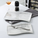 2-pieces Marble Porcelain Dinner Dinnerware Plate Set, Rectangular