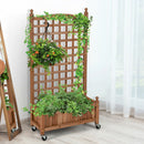 50in Wood Planter Box w/Trellis Mobile Raised Bed for Climbing Plant GT3703
