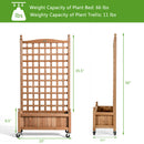 50in Wood Planter Box w/Trellis Mobile Raised Bed for Climbing Plant GT3703