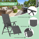 Outdoor Foldable Reclining Padded Chair Aluminum Frame Adjustable NP10103GR