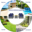 3 PC Patio Rattan Furniture Bistro Set Cushioned Sofa Chair Table Navy HW66530NY+