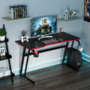 Gaming Desk Z-Shaped Computer Office Table w/Gaming Handle Rack Red  JV10115RE