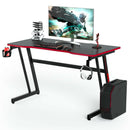 Gaming Desk Z-Shaped Computer Office Table w/Gaming Handle Rack Red  JV10115RE