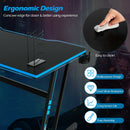 Gaming Desk Z-Shaped Computer Office Table w/Gaming Handle Rack Blue  JV10115BL