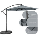 10 FT Patio Offset Umbrella w/8 Ribs Cross Base Tilt Grey NP10171SL
