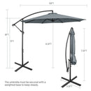 10 FT Patio Offset Umbrella w/8 Ribs Cross Base Tilt Grey NP10171SL