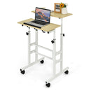Mobile Standing Desk Rolling Adjustable Laptop Cart Home Office Natural HW67483NA