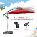 10 FT Patio Offset Umbrella w/8 Ribs Cross Base Tilt Claret NP10171RE