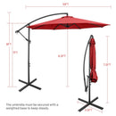 10 FT Patio Offset Umbrella w/8 Ribs Cross Base Tilt Claret NP10171RE