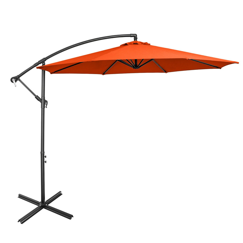 10 FT Patio Offset Umbrella w/8 Ribs Cross Base Tilt Orange NP10171OR