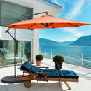 10 FT Patio Offset Umbrella w/8 Ribs Cross Base Tilt Orange NP10171OR