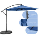 10 FT Patio Offset Umbrella w/8 Ribs Cross Base Tilt Navy Blue NP10171NY