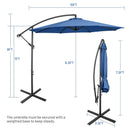 10 FT Patio Offset Umbrella w/8 Ribs Cross Base Tilt Navy Blue NP10171NY