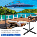 10 FT Patio Offset Umbrella w/8 Ribs Cross Base Tilt Navy Blue NP10171NY