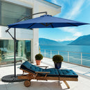 10 FT Patio Offset Umbrella w/8 Ribs Cross Base Tilt Navy Blue NP10171NY