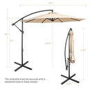 10 FT Patio Offset Umbrella w/8 Ribs Cross Base Tilt Beige NP10171MS