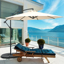 10 FT Patio Offset Umbrella w/8 Ribs Cross Base Tilt Beige NP10171MS