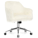 Faux Fur Swivel Office Chair Fluffy Vanity Chair Adjustable Chair HW67219YW