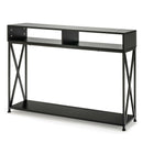 Console Table with Open Shelf and Storage Compartments Steel Frame Black HV10016BK