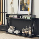 Console Table with Open Shelf and Storage Compartments Steel Frame Black HV10016BK