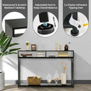 Console Table with Open Shelf and Storage Compartments Steel Frame Black HV10016BK