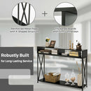 Console Table with Open Shelf and Storage Compartments Steel Frame Black HV10016BK