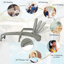 Lounge Chair Chaise Adjustable Recliner Weather Resistant Grey OP70717TU