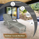 Lounge Chair Chaise Adjustable Recliner Weather Resistant Grey OP70717TU