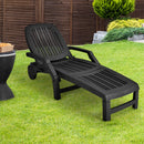 Lounge Chair Chaise Adjustable Recliner Weather Resistant Black OP70717BK