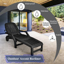 Lounge Chair Chaise Adjustable Recliner Weather Resistant Black OP70717BK