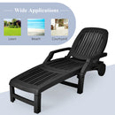 Lounge Chair Chaise Adjustable Recliner Weather Resistant Black OP70717BK