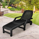 Lounge Chair Chaise Adjustable Recliner Weather Resistant Black OP70717BK