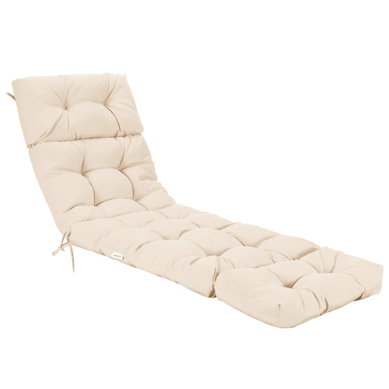 73" Lounge Chaise Cushion Padded Recliner Cushion Indoor Outdoor Beige HW67233BE