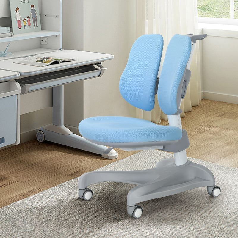 Kids Study Desk Chair Adjustable Height Depth w/Sit-Brake Casters Blue JV10036