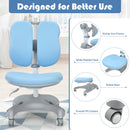 Kids Study Desk Chair Adjustable Height Depth w/Sit-Brake Casters Blue JV10036
