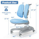 Kids Study Desk Chair Adjustable Height Depth w/Sit-Brake Casters Blue JV10036