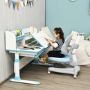 Kids Study Desk Chair Adjustable Height Depth w/Sit-Brake Casters Blue JV10036