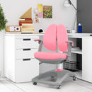 Kids Desk Study Chair Adjustable Height Depth w/ Sit-Brake Casters Pink HW67591PK
