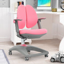 Kids Desk Study Chair Adjustable Height Depth w/ Sit-Brake Casters Pink HW67591PK