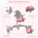 Kids Desk Study Chair Adjustable Height Depth w/ Sit-Brake Casters Pink HW67591PK