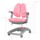 Kids Desk Study Chair Adjustable Height Depth w/ Sit-Brake Casters Pink HW67591PK