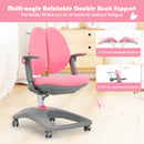 Kids Desk Study Chair Adjustable Height Depth w/ Sit-Brake Casters Pink HW67591PK